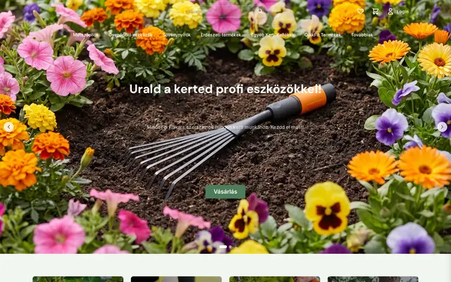 Home page of an AI-generated garden tools shop