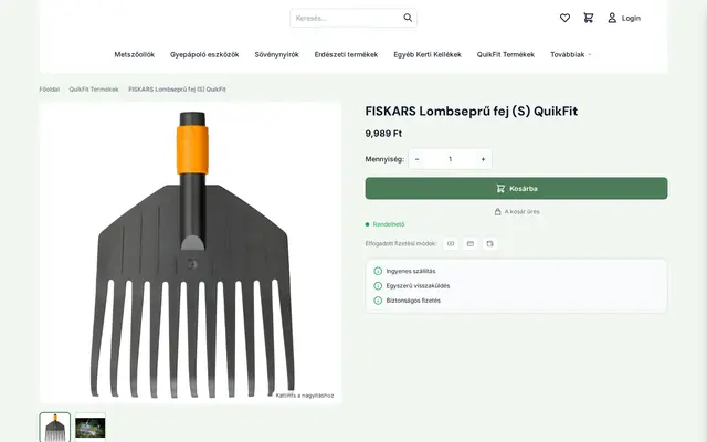 Product page of an AI-generated garden tools shop